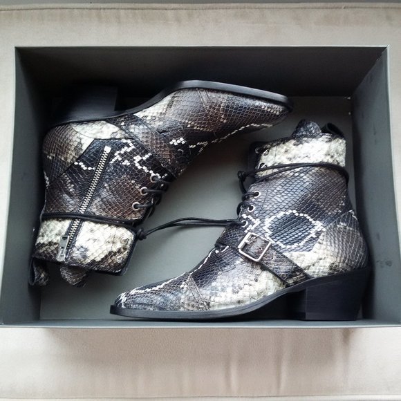 NEW Allsaints Katy Snake Embossed Leather Boot - Picture 4 of 5